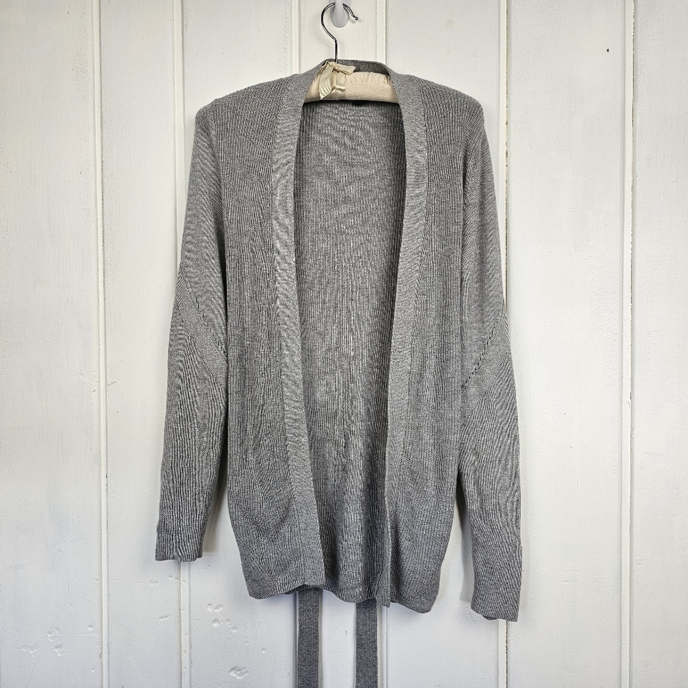 Banana Republic Gray Cotton Blend Ribbed Belted Cardigan Sweater Women's Small